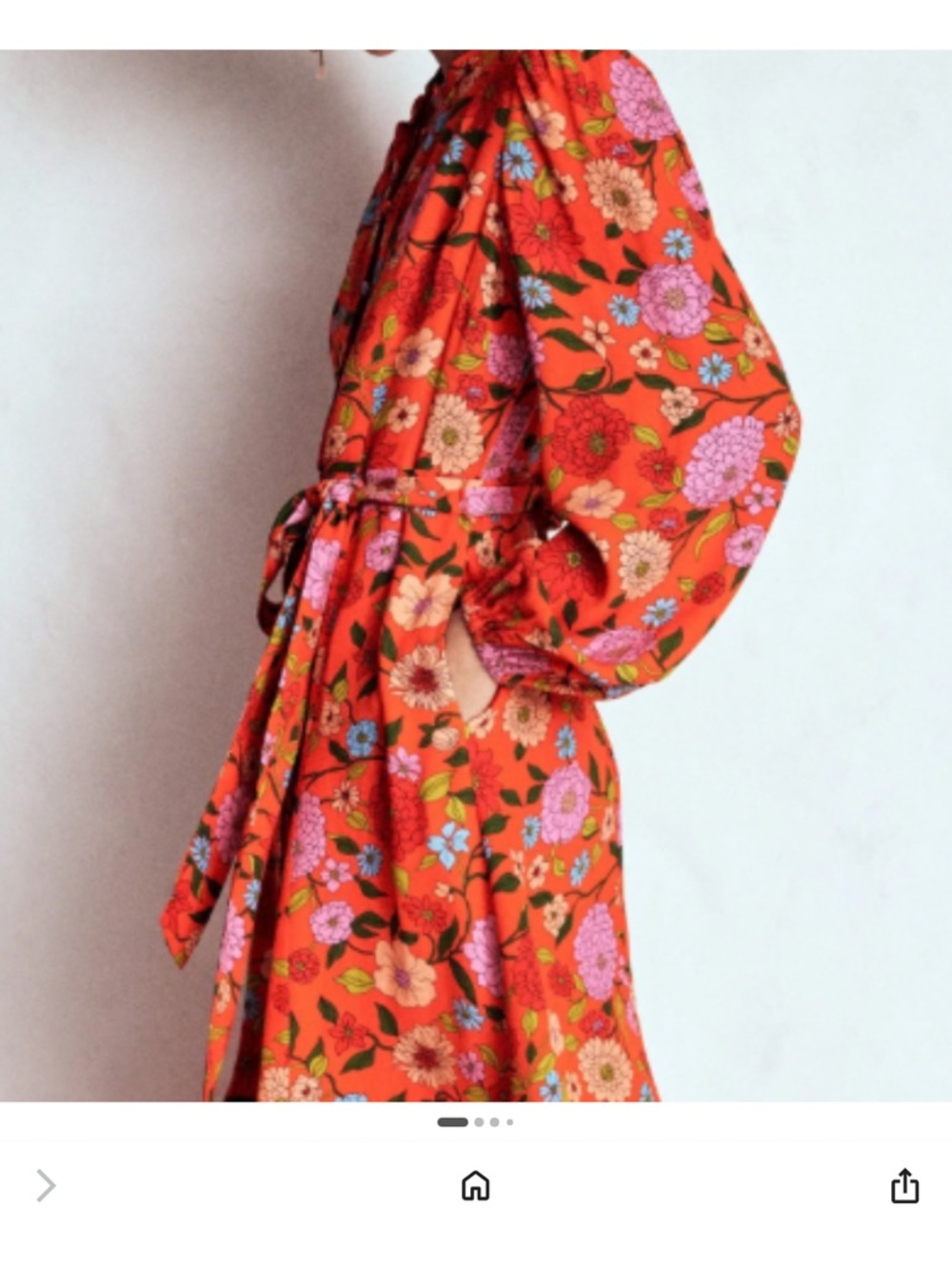 Boden Vibrant Red Floral Midi Dress, Dahlia